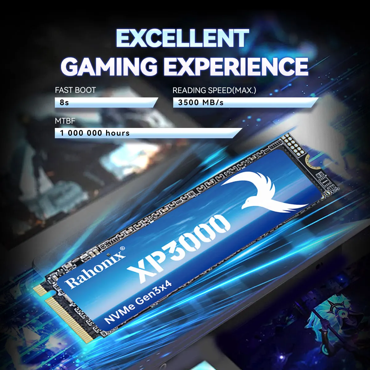 XP3000 SSD M.2 NVMe 2280 512GB PCIe 3.0 M2 3500MB/s M2 2280 Internal Solid State Drive for Laptop Desktop