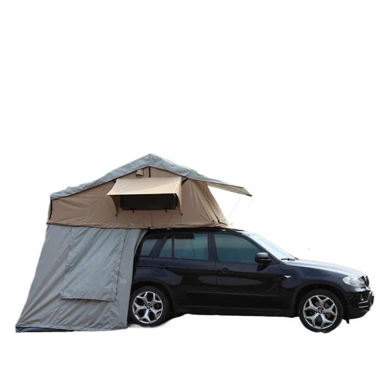 Tourist roof tent with khaki locker room with back canopy camping outdoor self-driving tour 3-4 people off-road camping