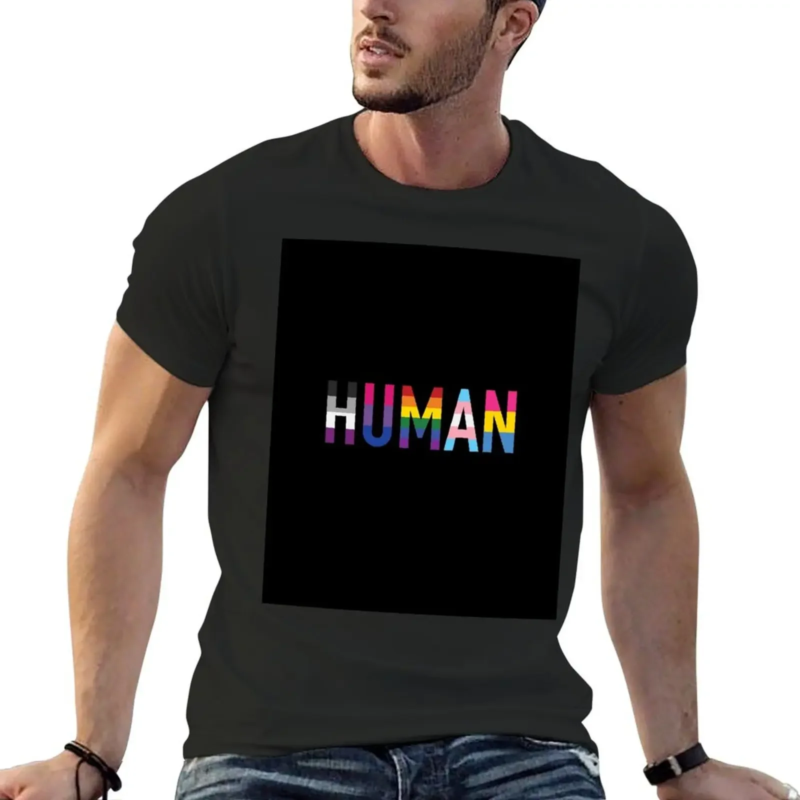 Human, Various Queer Flags 1 T-Shirt anime clothes boys animal print essential t shirt graphics slim fit t shirts for men