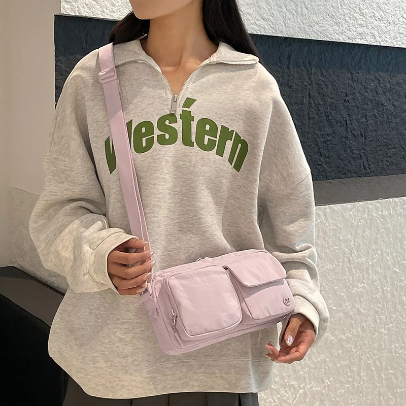 

Pink Small Crossbody Bag for Women Compact Shoulder Purse with Multiple Pockets Lightweight Lady Messenger Bolsa Everyday Bag