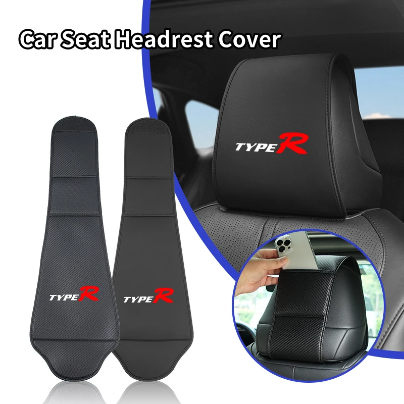 Funda protectora para reposacabezas de coche, bolsa de almacenamiento, funda de almohada de cuero para Honda TypeR Civic Fit Jazz Accord CRV BRV HRV Insight P, 1/2 Uds.