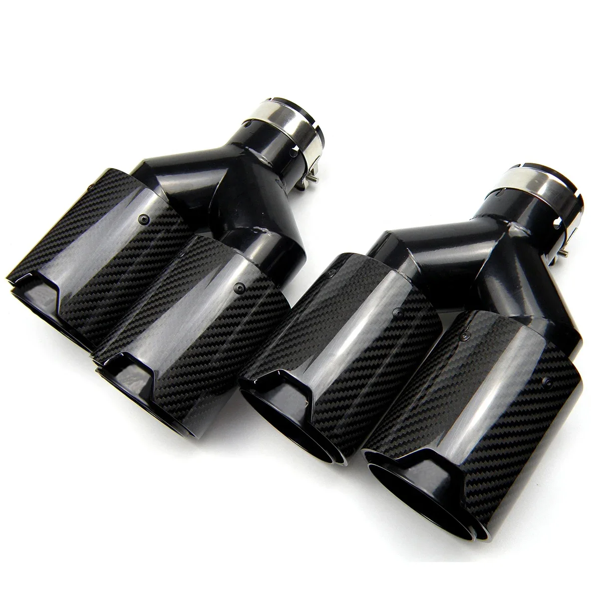 Dual Carbon Fiber Black Stainless Steel Universal M Performance Exhaust Pipe Muffler Tips for BMW Series