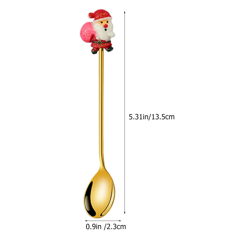 

1Set Christmas Stainless Steel Cutlery Kit Spoon Fork Set Coffee Stirring Dessert Tableware Set Christmas Decoration