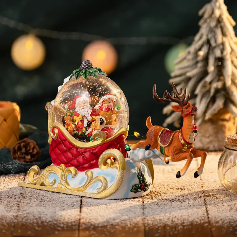 Christmas decorations crystal ball music box Santa Claus snowman snow music lights snow deer pull car ornament