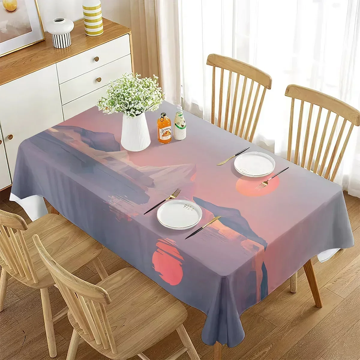 

Dustproof table table home printed tablecloth 2024 gray22