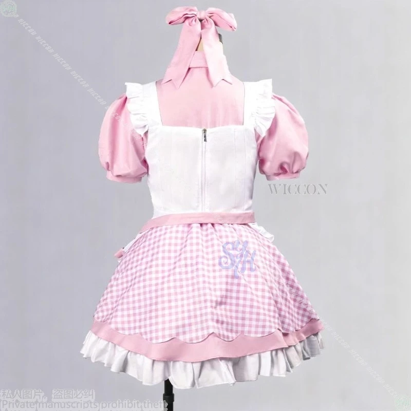 Game GODDESS OF VICTORY: NIKKE Crust Cosplay Kawaii Loli Chef Uniform Lovely Maid Pink Plaid Cake Skirt Halloween Party Anime