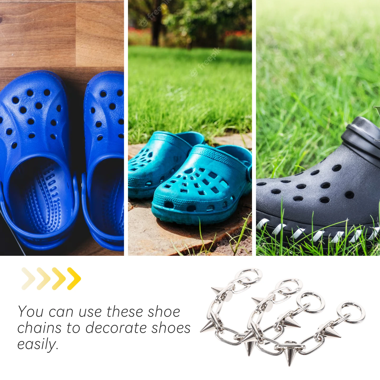 

2Pcs Shoe Chain Metal Alloy Punk Style Durable Reusable Shoe Accessories Decoration for Sneakers Sandals Shoes Decoration