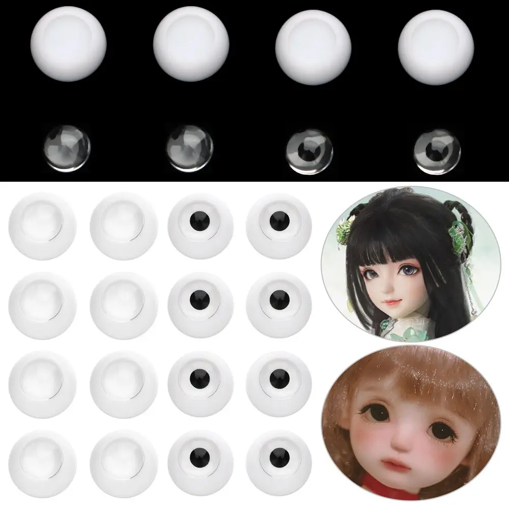 1Set 8~26mm Safety Acrylic Doll Eyes Half Round Eyeball Transparent&Black Eye Patch DIY Doll Toys Accessories Gifts