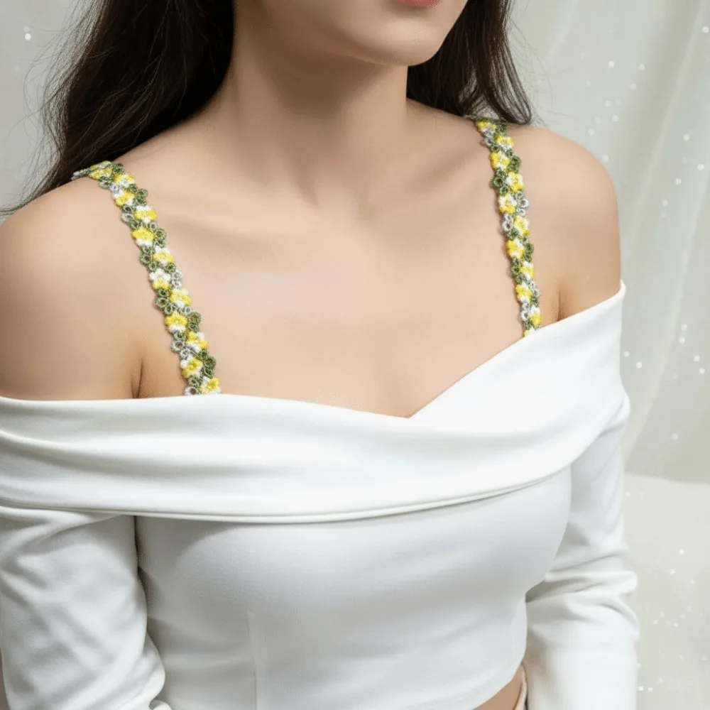 Removable Floral Bra Straps Polyester Anti-slip Shoulder Straps Adjustable Sweet Flowers Floral Shoulder Belts