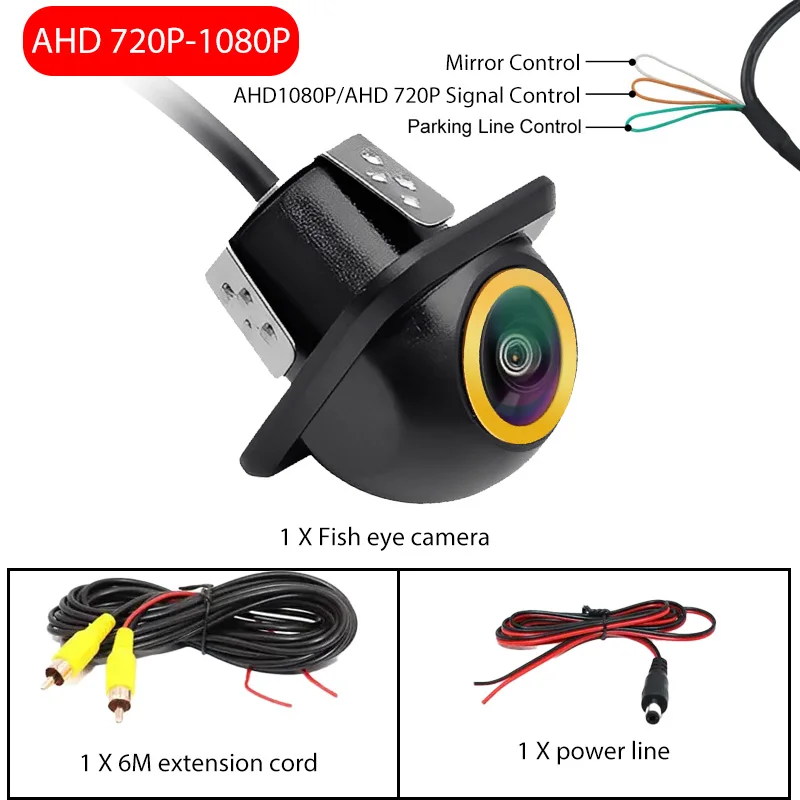 AHD CVBS Auto Frontkamera Rückfahrkamera Seitenkamera 170° ° Fisheye HD Nachtsicht Wasserdichte Strohhutförmige Bohrhalterungskamera