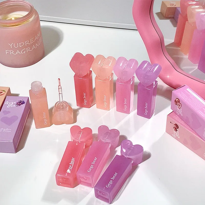 Gege Bear Sweetheart 과일 모이스춰 라이징 립 글로스 모이스춰 라이징 워터 라이트 립스틱베이스