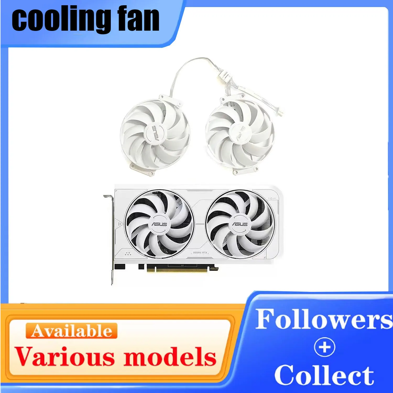 Ventilateur de refroidissement 87mm 6PIN T129215BU CF9010U12D RTX3060 RTX3060Ti pour ASUS GeForce RTX 3060 Ti GDDR6X 8GB DUAL WHITE FANS