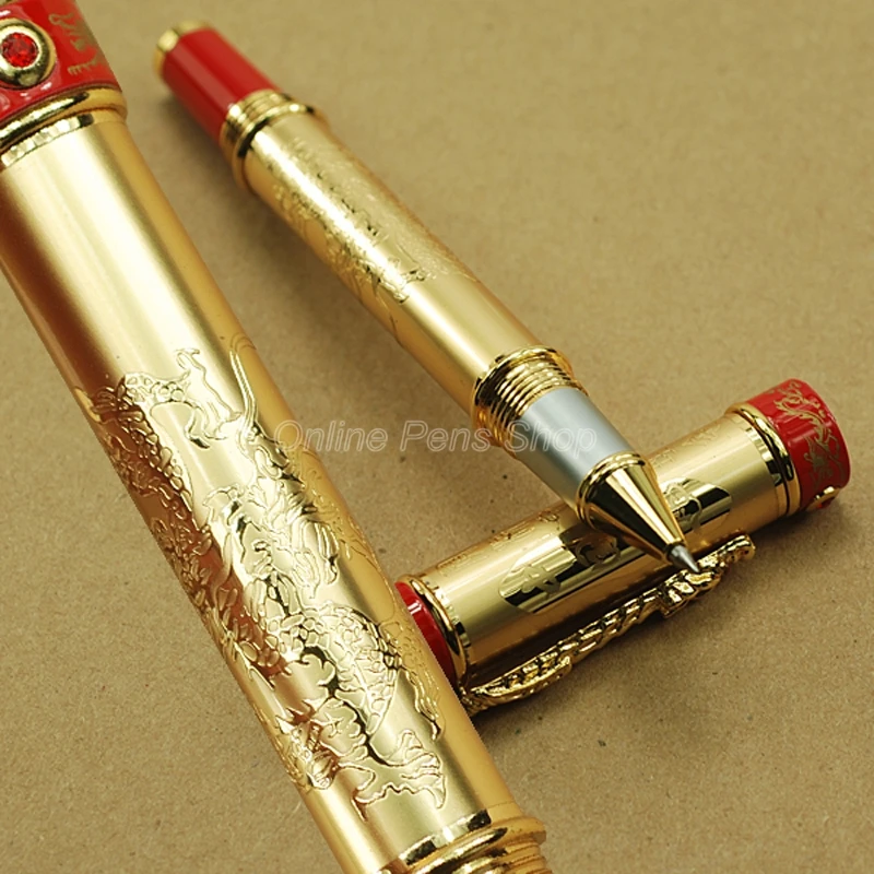 Jinhao Red & Golden Metal China Dragon Roller Ball Pen Professional Writing Pen JRP006