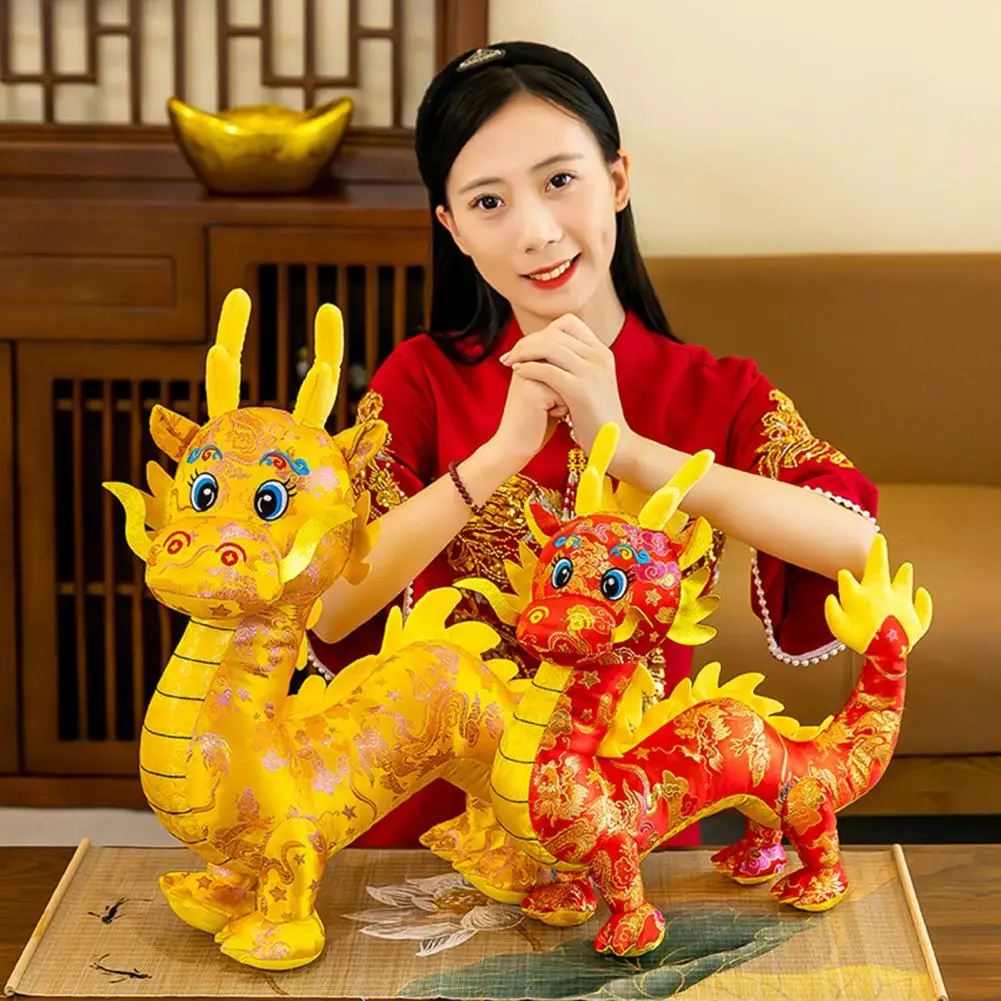 Non-deforming Dragon Plush Dragon Mascot Plushies Year of 2024 Zodiac Dolls for Chinese New Year Kawaii Stuffed for Holiday