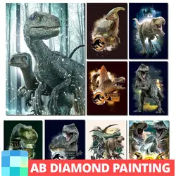 Dinosaur AB Drill Diamond Painting Jurassic World Cross Stitch Movie 5D Full Drill DIY Puzzle Embroidery Animals Rhinestone