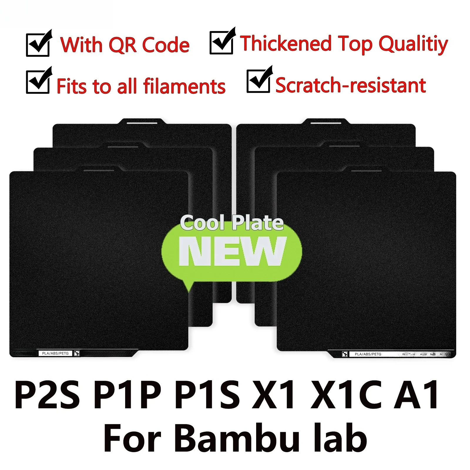 

P2/P1/X1/A1 Series ColdTack With QR Code Bambulab Dual Textured Side Build Plate 256x256mm for Bambu Lab P2S Combo 3D Printer