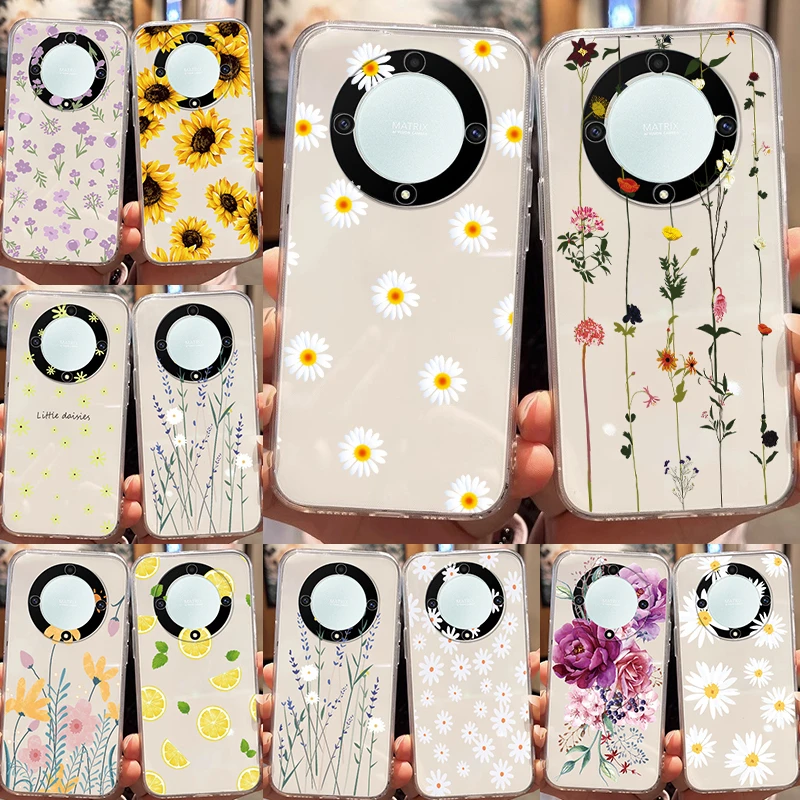 For Honor X8 4G X6 X6S X8 X9a Magic5Lite X9b Magic6 Lite 5G X6a X8b X8a X7a X6b 50Lite Mate20 Pro Flowers And Plants Clear Cover