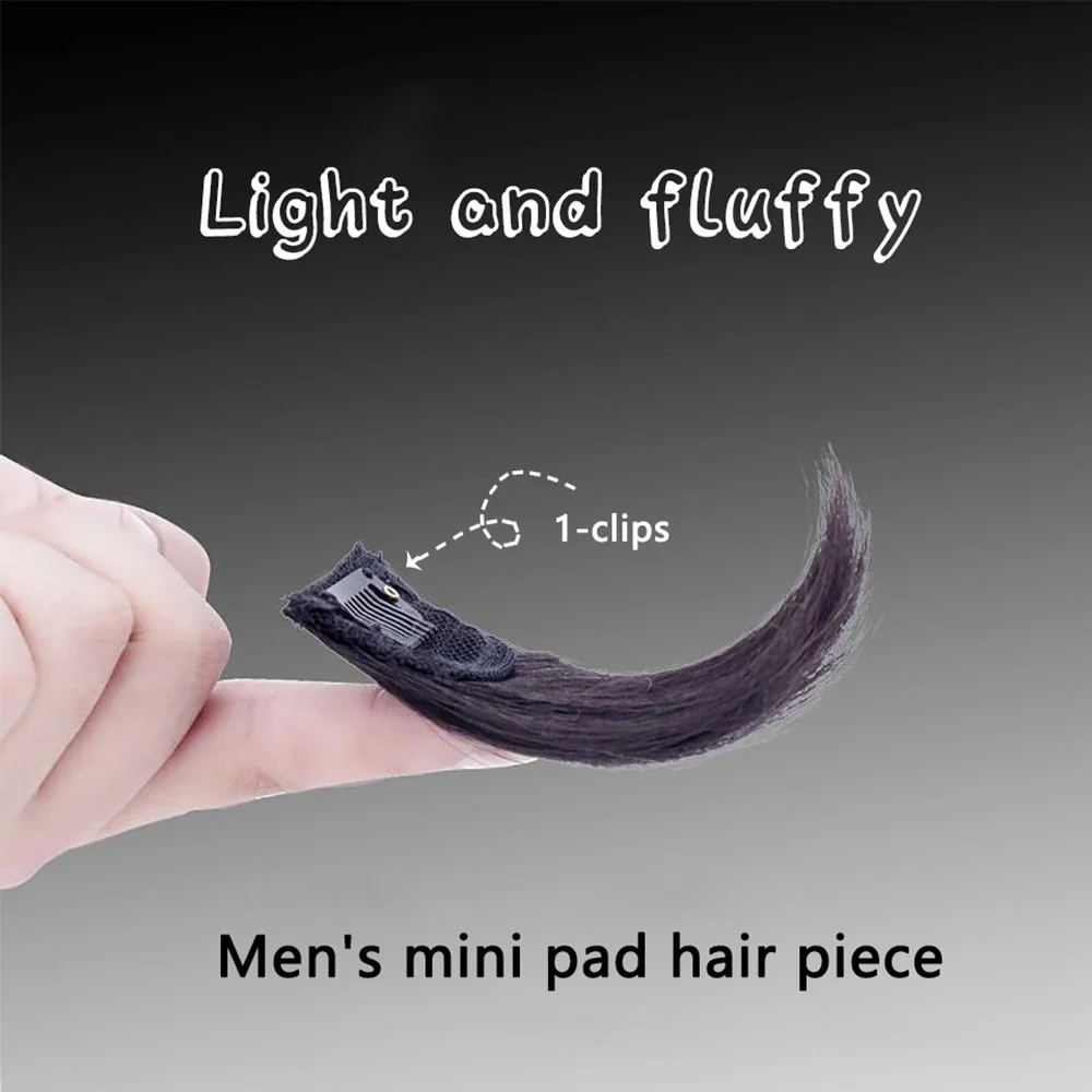 Sistema di sostituzione dei capelli corti sintetici da uomo 1 clip sul parrucchino Copertura della fronte calva Aspetto naturale Copertura superiore spessa Grigio