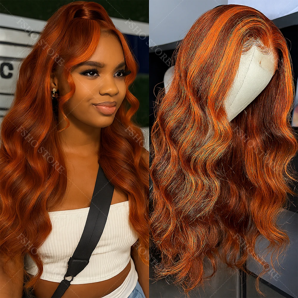 

No Silk Upgrade #4/350 Highlight Ombre Brown Mix Ginger 5x5 Lace Front Closure Body Wave Glueless Wigs Raw Vietnamese Human Hair