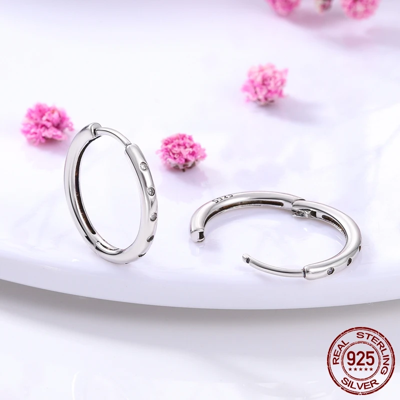 Hot 925 Sterling Silver Hoop Earrings Original Certified Silver Earrings For Girls Small Hoop Earring 2022 Ear Piercing Piercing