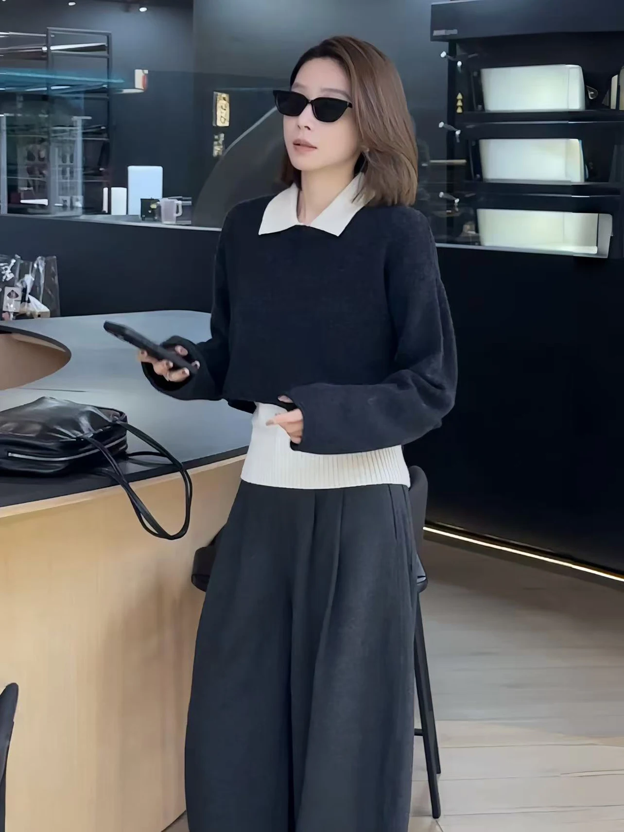 

Faionable Трикотажный топ и комплект Bot Week New Осень Зима Шерстяной мягкий топ стандартного кроя Long Sve Ne Top