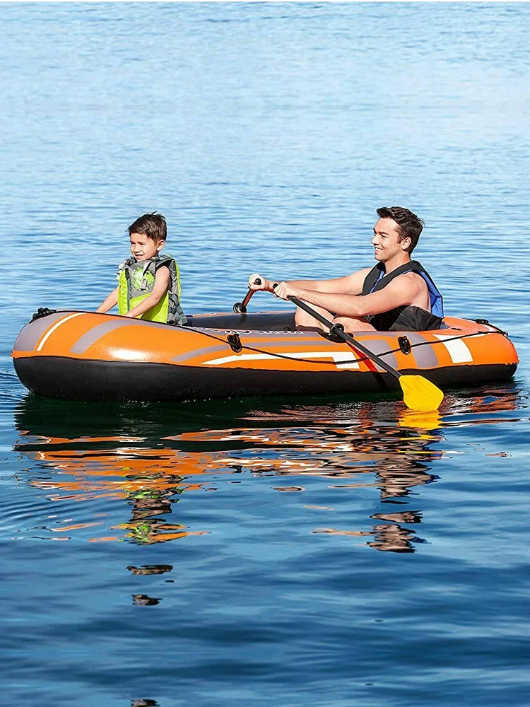 Outdoor single double folding inflatable boat 3 person kayak PVC boat hovercraft wearable fishing boat