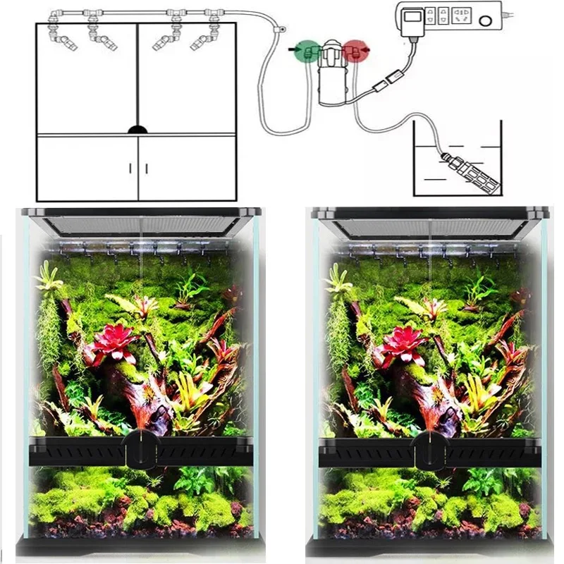 Nebulizador para Reptiles Serie C, rociador de niebla, humidificador de terrarios de selva tropical, bomba silenciosa de alta presión, sistema de pulverización de máquina antiniebla