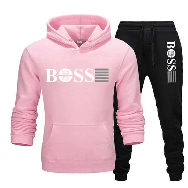 2025 Autumn/Winter new Men's hooded sweatshirt + long pants 2-piece set, outdoor training jogging men's casual sweatshirt set