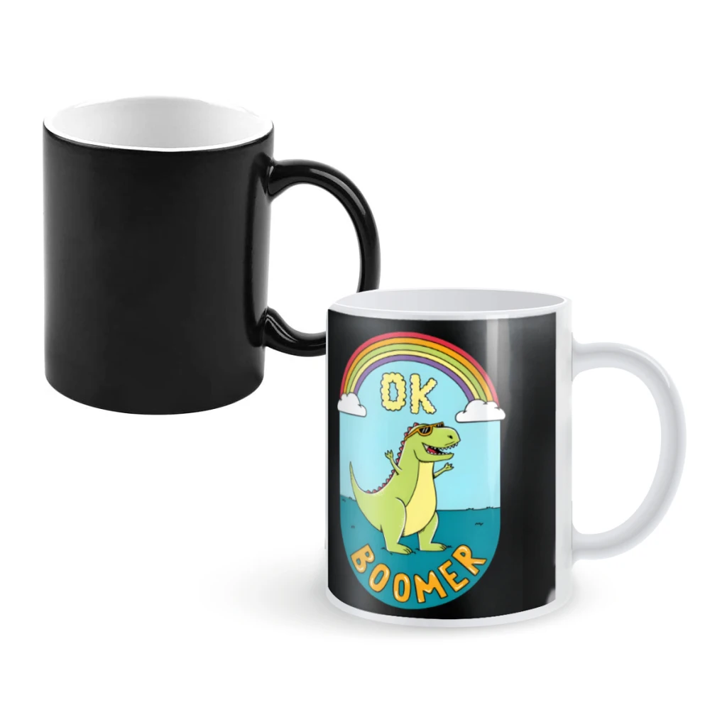 

Dinosaur ok boomerCoffee Mugs And Mug Creative Color Change Tea Cup Ceramic Milk Cups Novelty Gifts