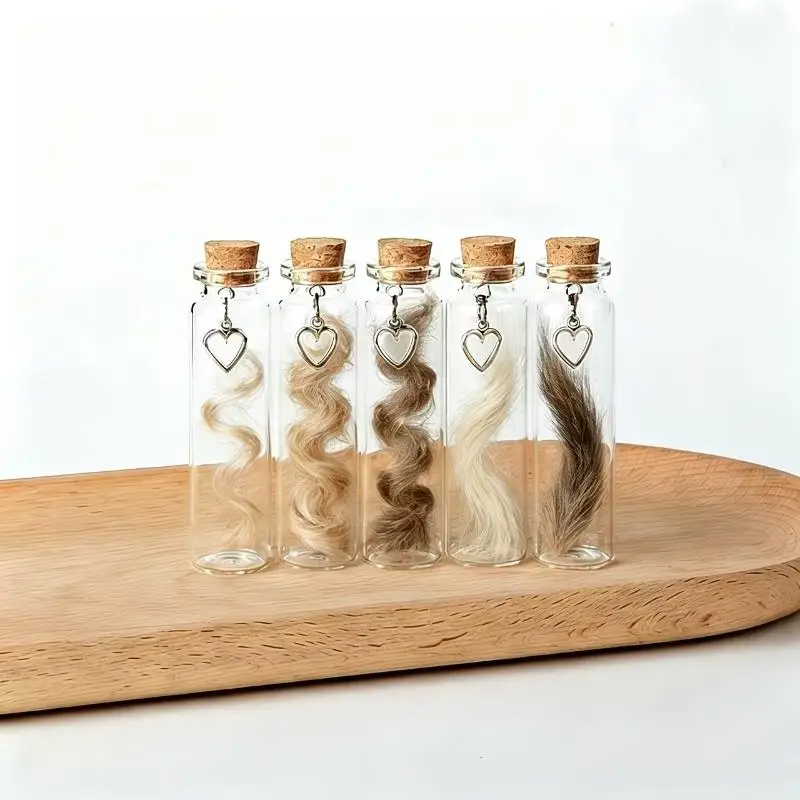 ⑧Pet Hair Memorial Glass Bottles With Cork Stopper And Heart Charm Perfect For Preserving Your Beloved Cat Dog Fur Keepsakes