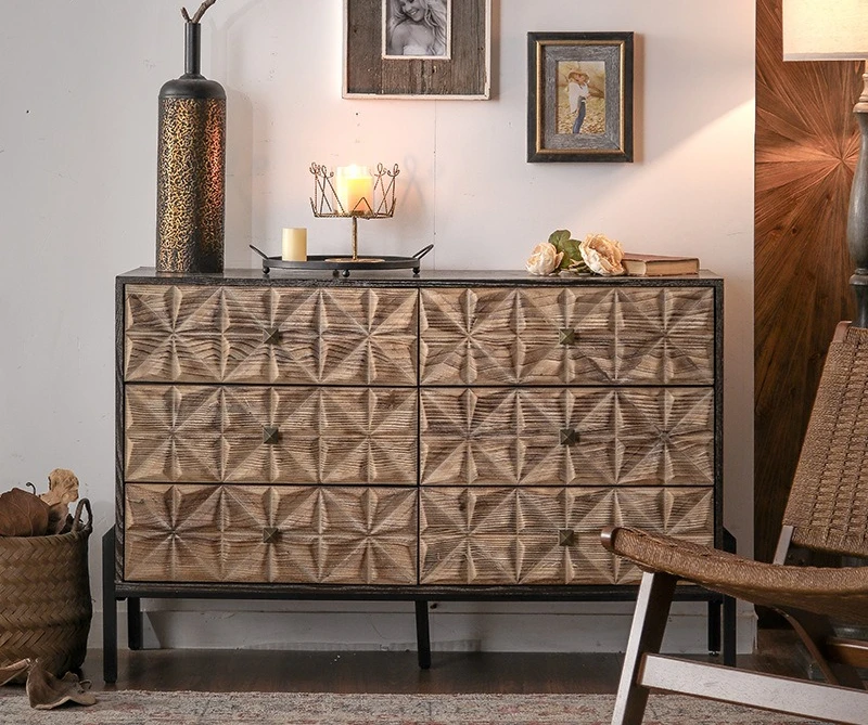 

American-style atmospheric entrance cabinet medieval solid wood carving creative aisle cabinet small size multi-functional stora