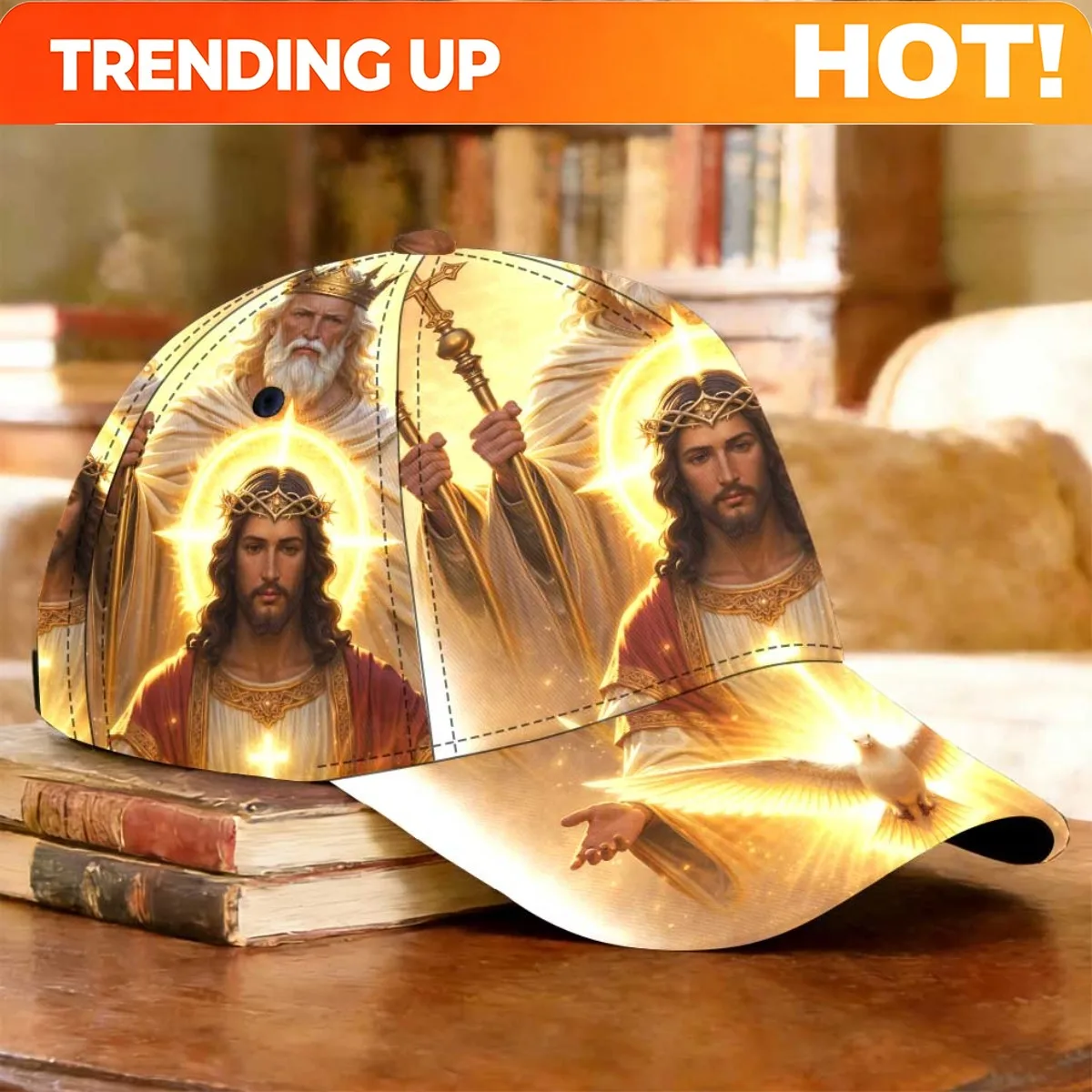 Customization 1pc Retro Baseball Cap With Holy Light Print & Full Panel - Lightweight Breathable Suitable For Running, Jogging,