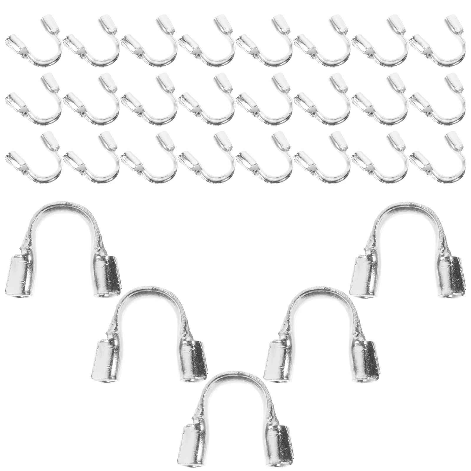 100 Pcs U-shaped Buckle Accessories Wire Guards Protector Protective Ring Guardian Silver Clasp for Bracelet