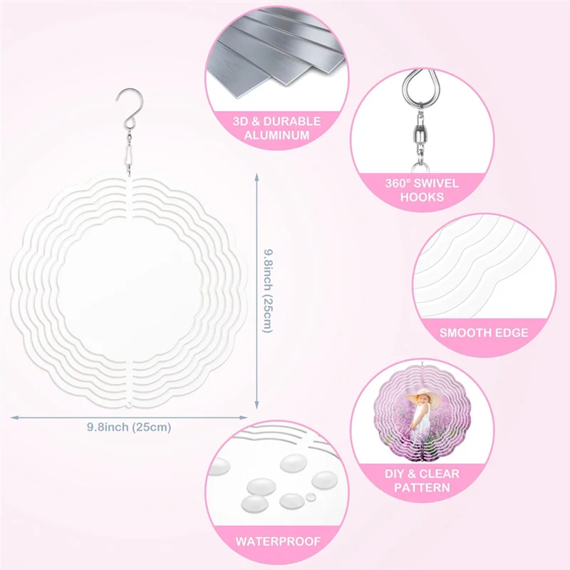 SR-2PCS 8 بوصة التسامي الرياح سبينر فارغة شخصية صور الرياح المغازل للحديقة