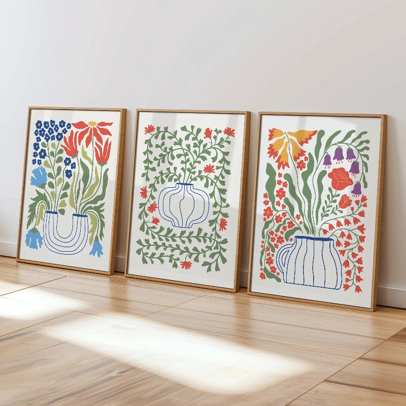 Conjunto de 3 Quadros em Tela  - Home Decor Vase avaliação e preço
