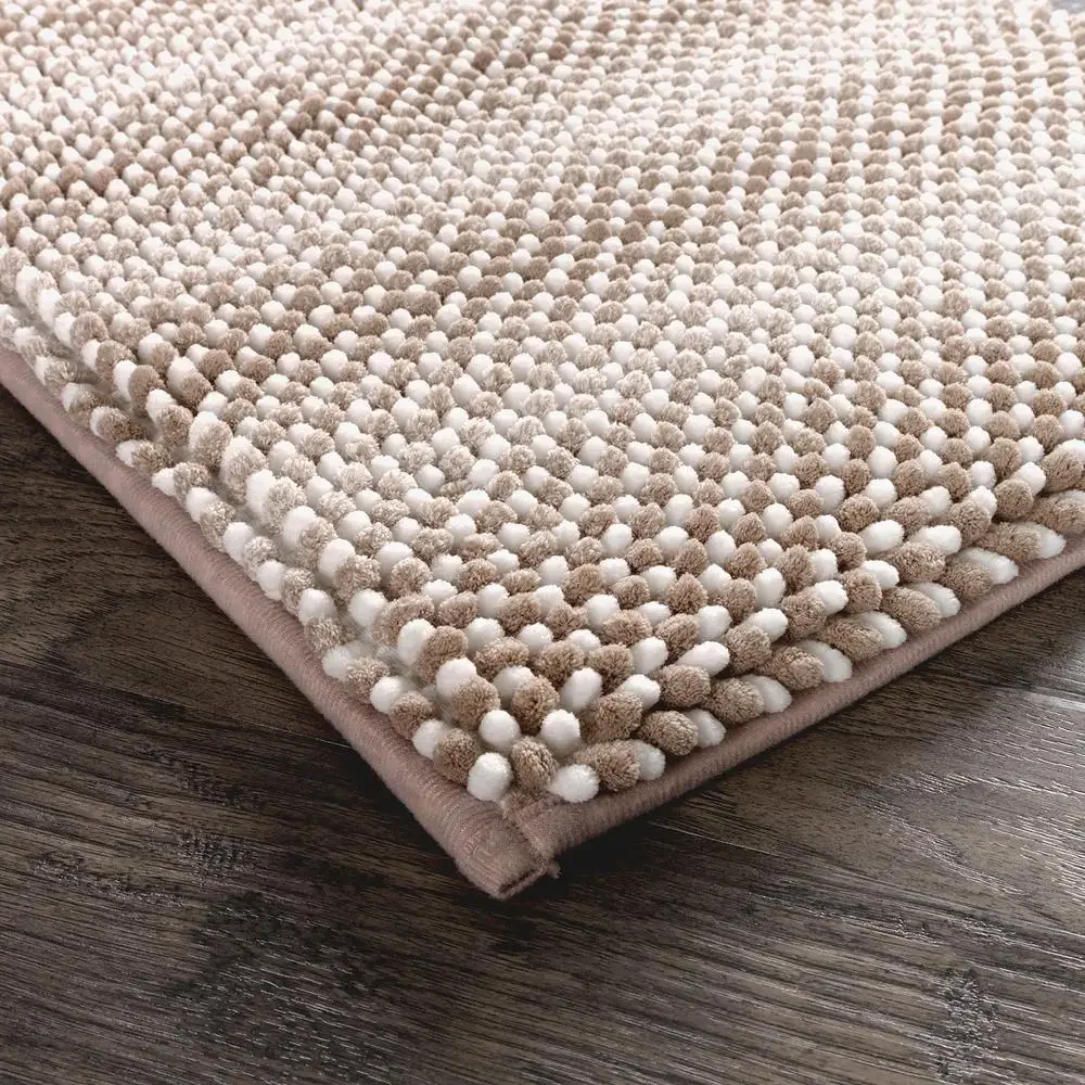 Ombre Memory Foam Noodle Bath Mat 24x40 Taupe Splash Skid Resistant Soft Absorbent USA Imported Pure Micro Polyester Easy Clean