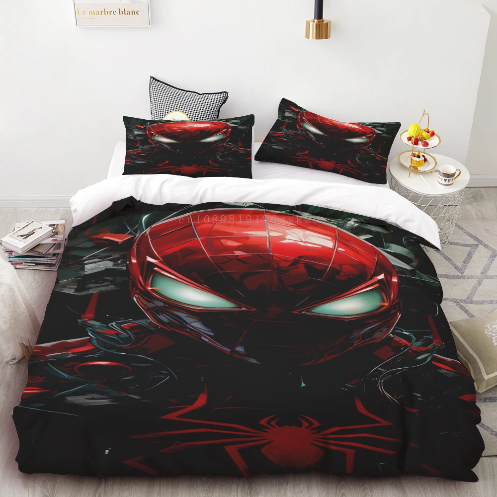 Duvet Cover Set Spiderman 3D Bedding Set Soft 100% Polyester Pillowcase Quilt Cover Queen Size Room Decor Teens Kids Gift