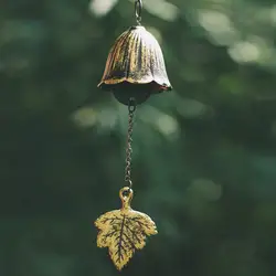 Japanese Landscape Traditional Lucky Small Wind Chimes Bell, Iron Bless Temple Wind Memorial and Sympathy Leaf Wind Bell