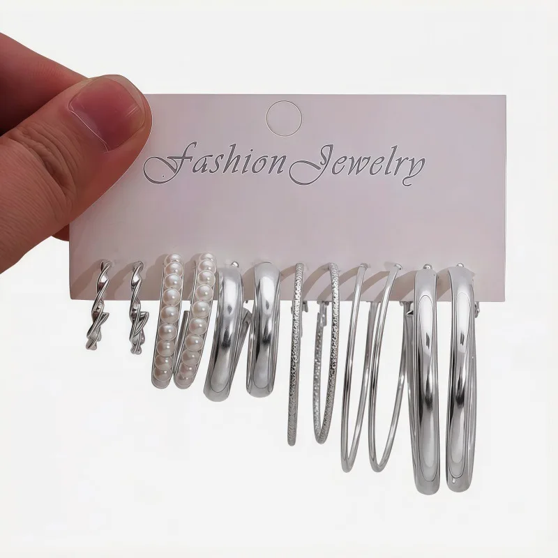 Multi-style Gold Stackable Earring Kit Boho Chunky Curved Ear Ring Pack Fashion Statement Jewelry Birthday Gift 
