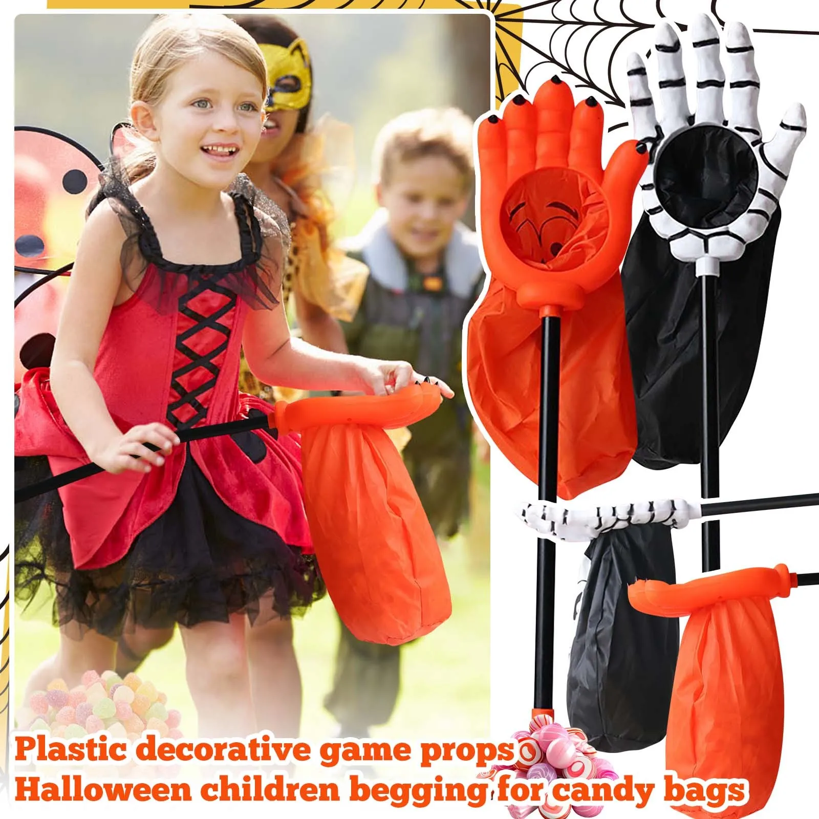 

Веселый и роман, детский пластиковый мешок для конфет на Хэллоуин, инструмент для сбора сахара, реквизит для украшения вечеринки и праздничной атмосферы