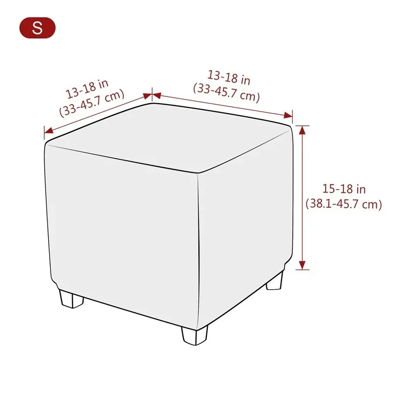 1Pc Big Leaves Jacquard Square Ottoman Covers Jacquard Elastic Storage Stool Slipcover Sofa Foot Stool Protector Dust Cover