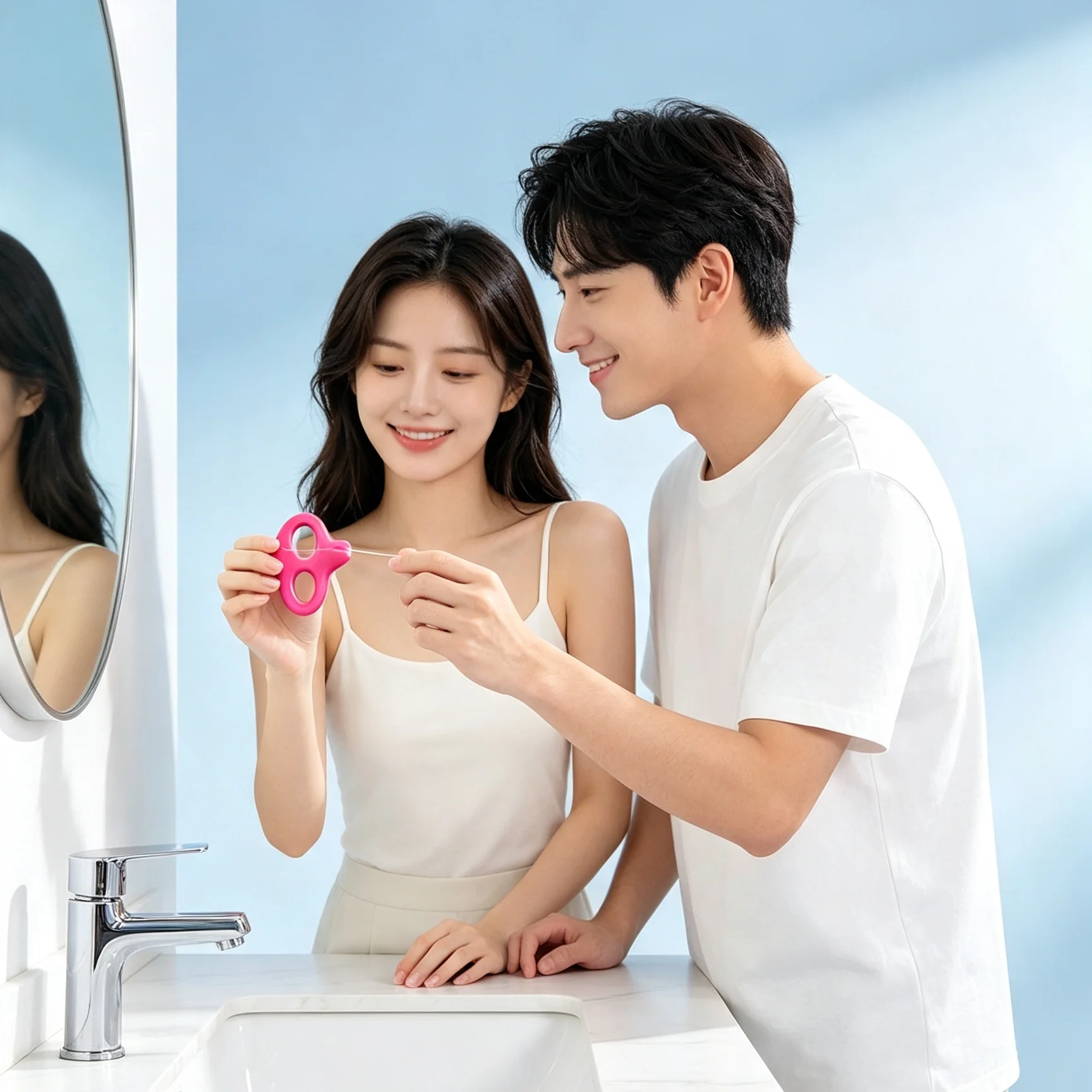 Feimuko Hands-Free Dental Floss Comfortable Deep Teeth Cleaning Sensitive Gum Care Travel Floss Thin Ductile Dental Floss Sticks