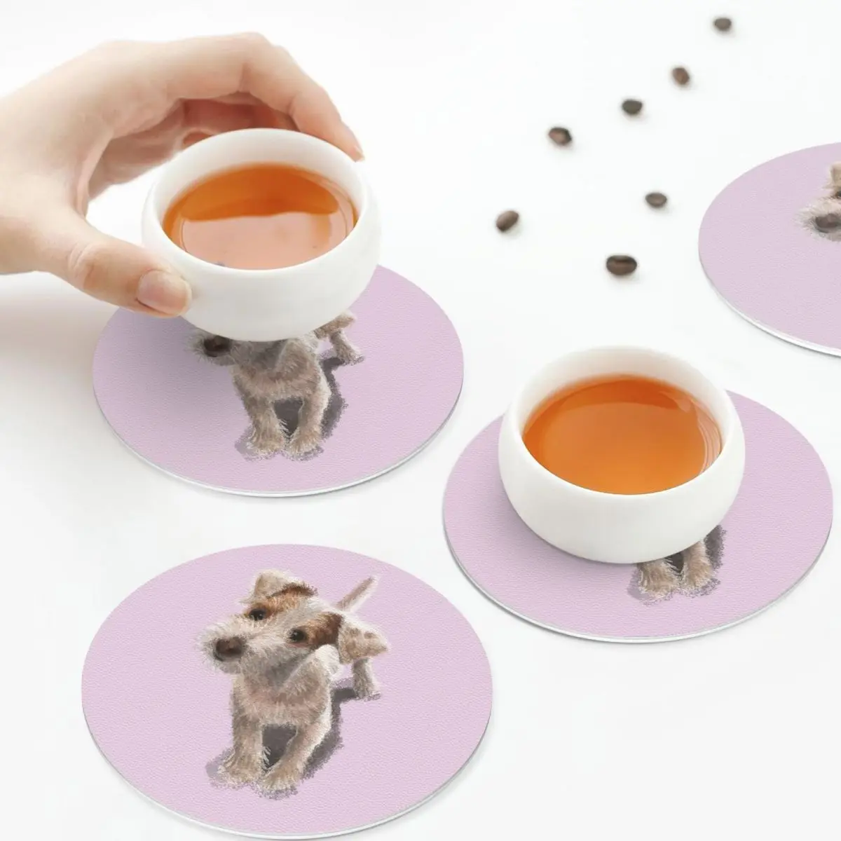 

Подставки для Джека Рассел-терьера, кожаные салфетки, изоляционные кофейные коврики для дома, кухни, обеденные подушечки, набор из 4 шт.