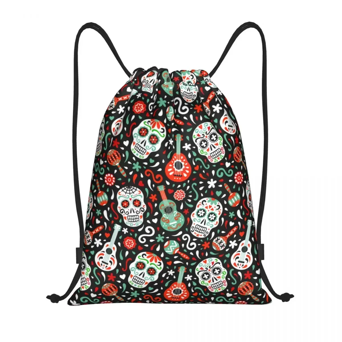 Custom Day Of The Dead Sugar Skull Drawstring Bag for Shopping Yoga Backpacks Women Mexican Skeleton Gothic Sports Gym Sackpack