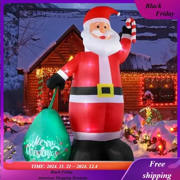 

14FT Christmas Inflatable Outdoor Decoration, Giant Santa Claus with Large Gift Bag, Blow Up Yard Decorations