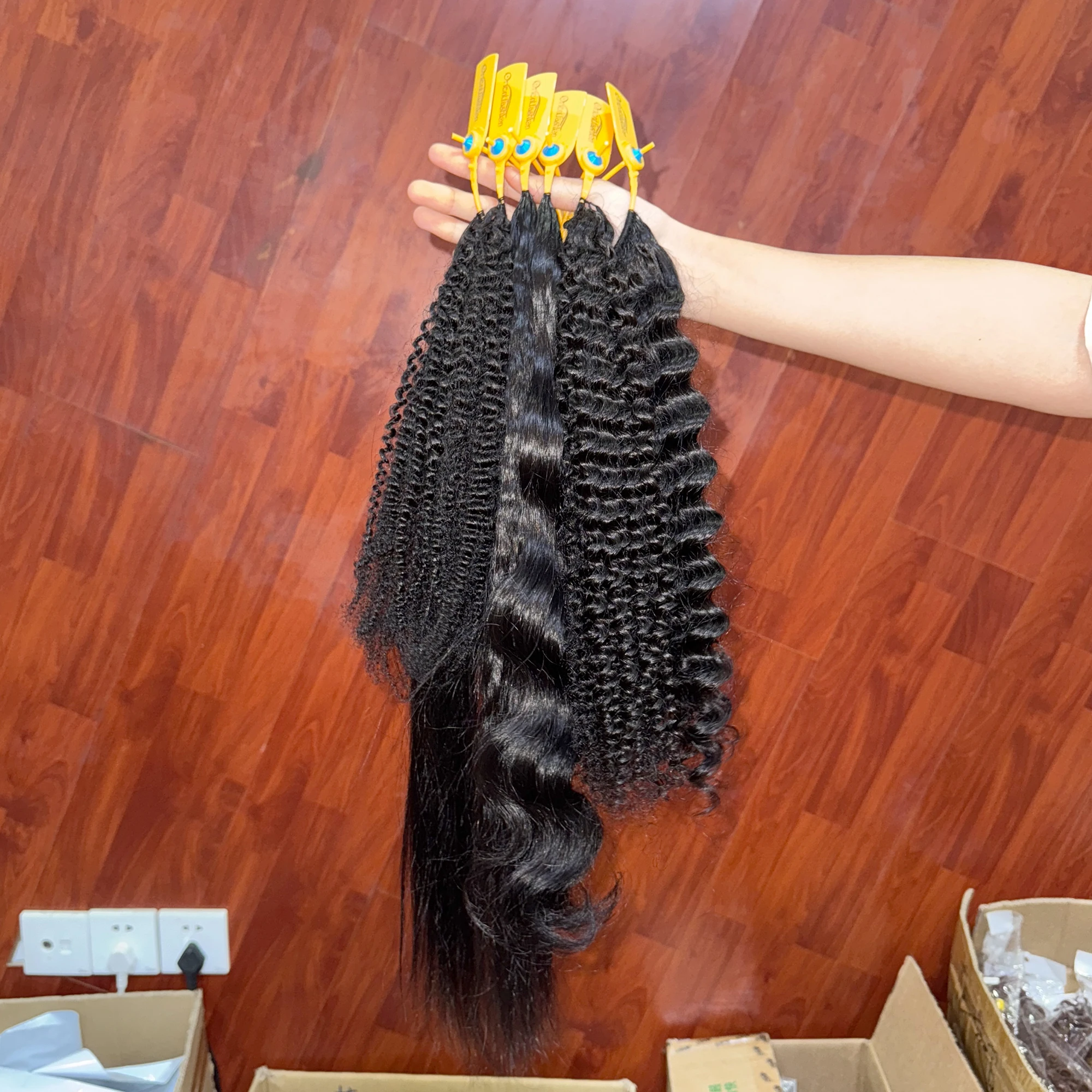 K​inky Curly Crochet Human Hair Extensions Afro Kinky Pre-Separated Knotless Crochet Human Hair With Loop For Twist Boho Braids