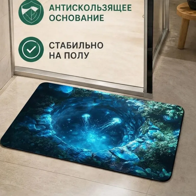 VIKAMA Pink Fan Sunburst Bathroom Door Mat Noise Reduction Non Slip Bathroom Non Slip Backing Home Organization Home Decor