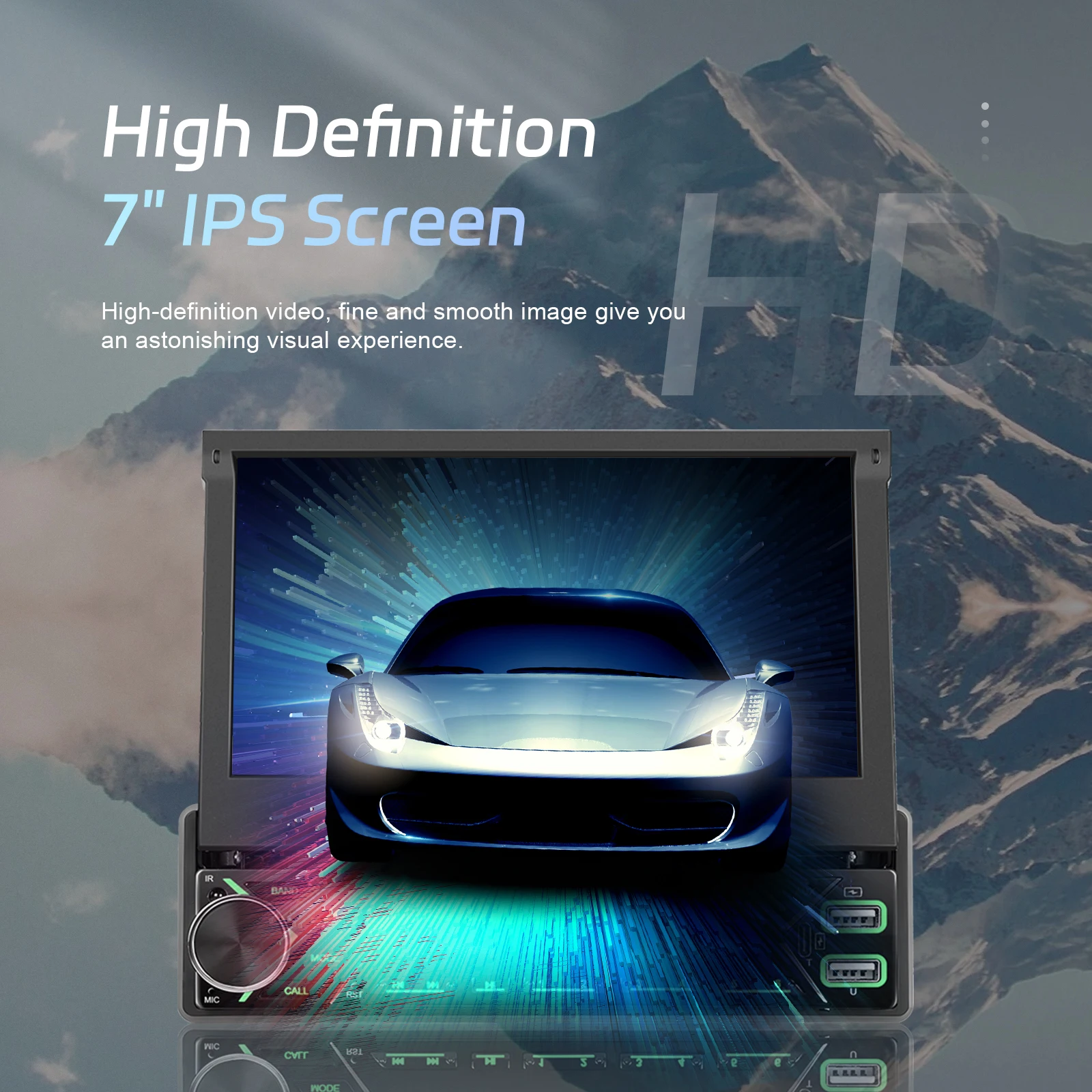 Podofo 7-Zoll-Autoradio mit einziehbarem Bildschirm, Unterstützung für Rückfahrkamera, 1 DIN, Auto-Audio-Player, TF-Karte/U-Disk, Autoradio-Stereoanlage, Bluetooth – Detail 5