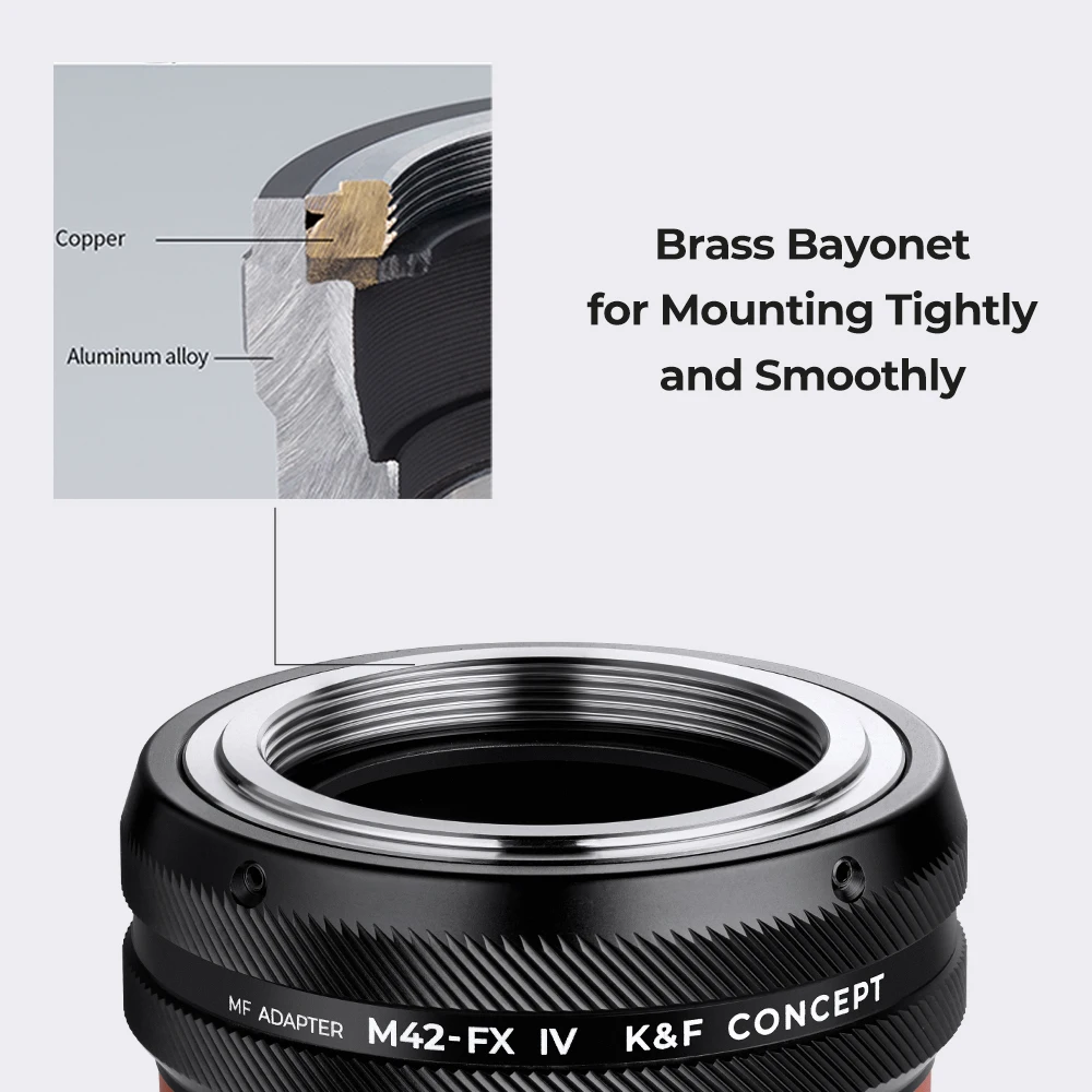 K&F Concept M42 to FX IV Pro Lens Adapter M42 to Fujifilm X-Pro3 X-Pro2 X-T5 X-T4 X-T2 X-E4 XT100 XH2S XS10 XS20 X100V X-T30II