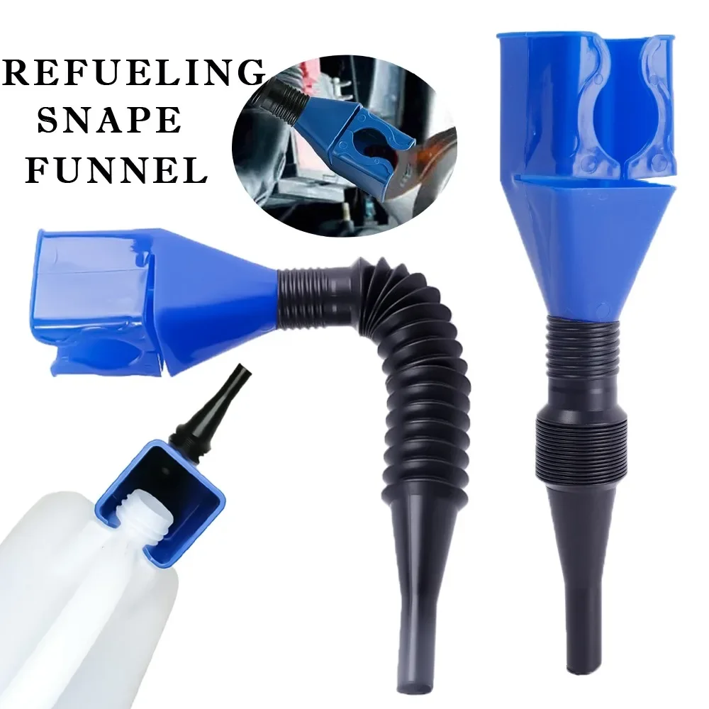 Folding Telescopic Hose Refueling Funnel Plastic Car Motorcycle Truck Vehicle Gasoline Oil Liquid Transfer Tool Auto Accessories